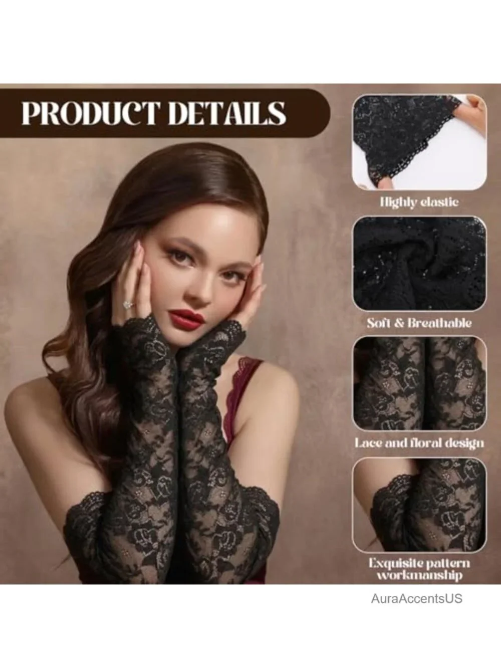 8 Pairs Lace Arm Sleeves Fingerless Gloves